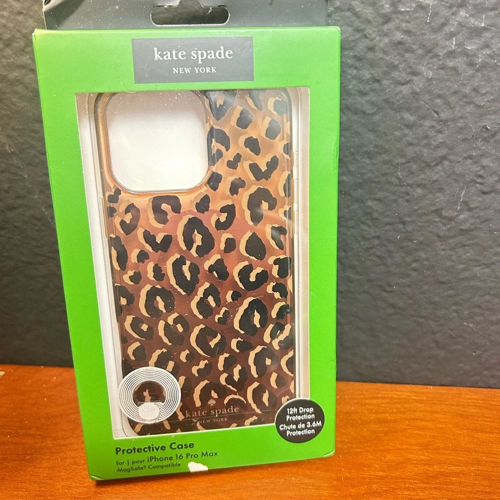 Kate Spade iPhone16  ProMax Phone Case Brown & Black‎ Cheetah/ Leopard MagSafe